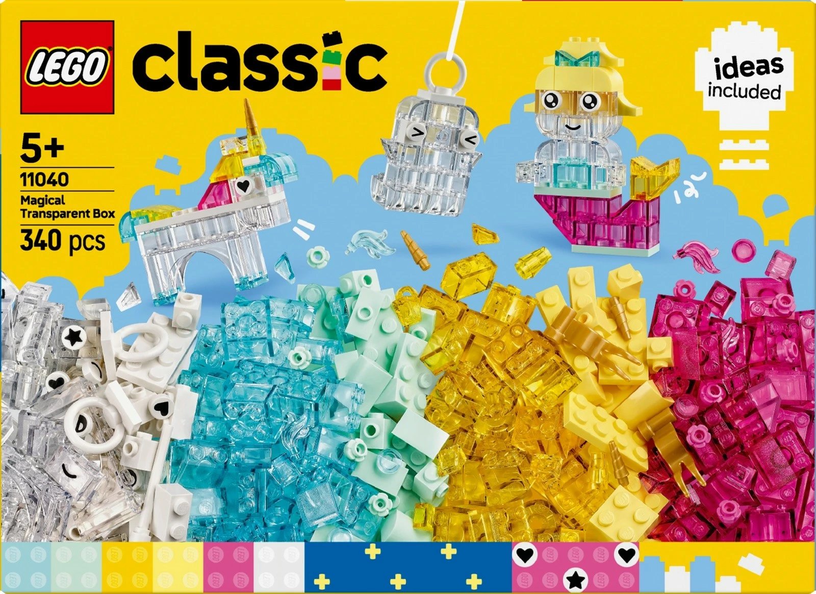 Set LEGO Classic 11040 me blloqe transparente, 340 copa