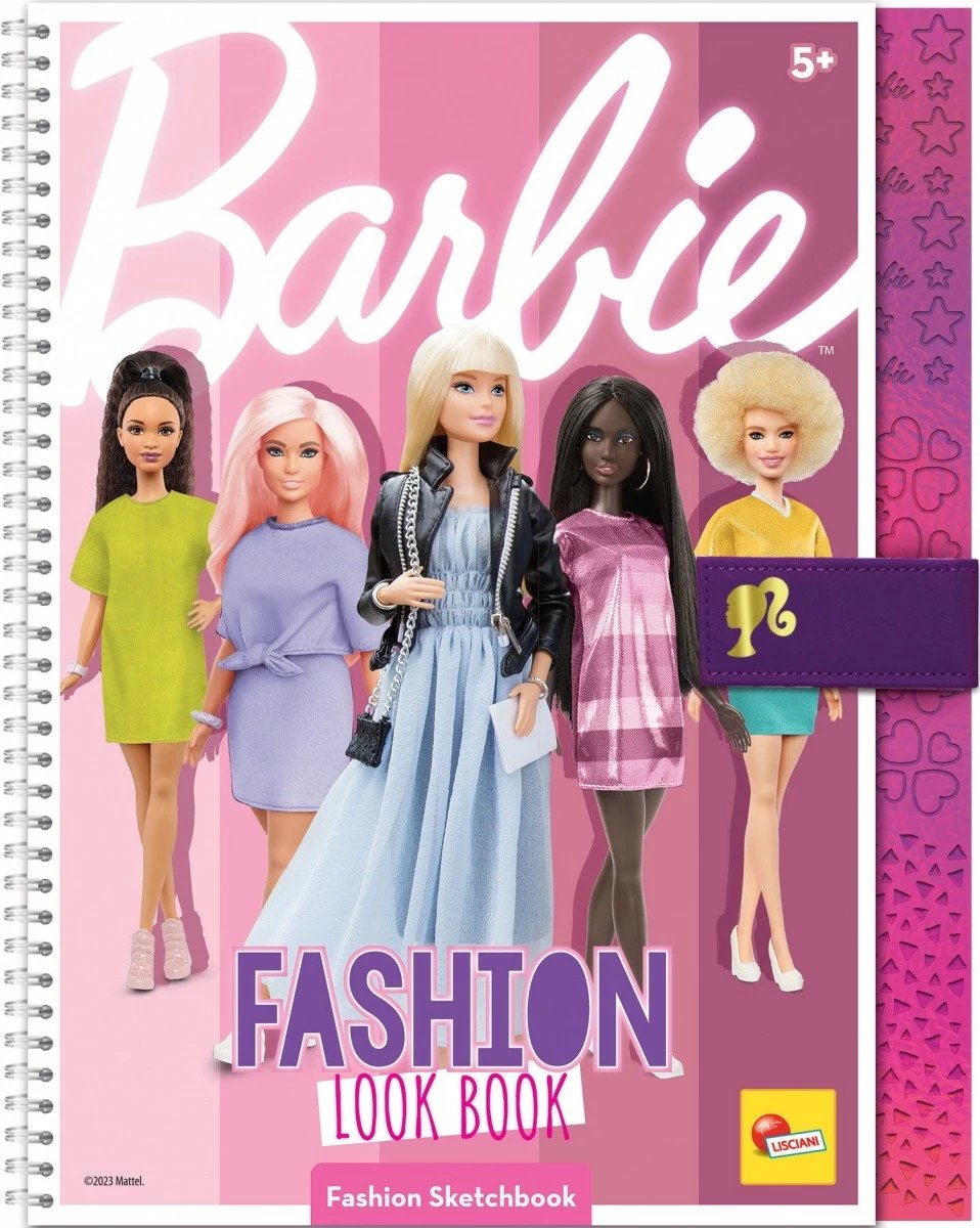 Fletore vizatimi Barbie Lisciani, Fashion Look Book, për vajza, me ngjitëse dhe shabllone