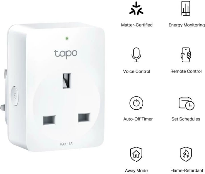Prizë smart TP-Link Tapo P110M 16A 3680W monitorim energjie Matter Wi‑Fi e bardhë