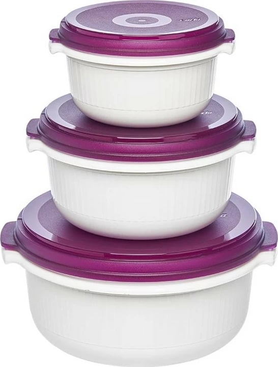 Set enësh plastike Emsa 508455 Micro Family 3 copë 0.5L/1.0L/1.5L bardhë/vjollcë Set enësh plastike Emsa 508455 Micro Family 3 copë 0.5L/1.0L/1.5L bardhë/vjollcë