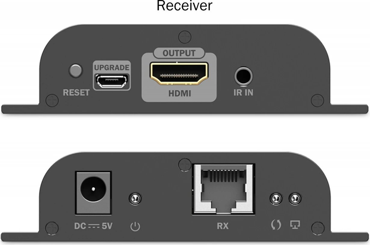 Zgjatës HDMI mbi IP, Digitus DS-55351, 4K/60Hz, deri 200 m (Cat6), max 253 pranues, IR, e zezë, set (transmetues/marrës)