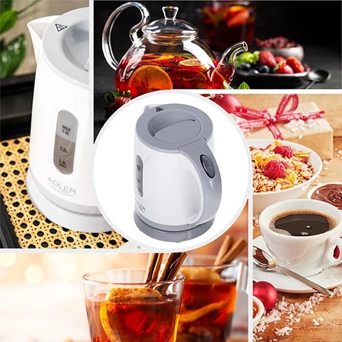 Zierëse uji elektrike, Adler, AD 1371, 0.8 L, 850 W, plastikë, bardhë-gri