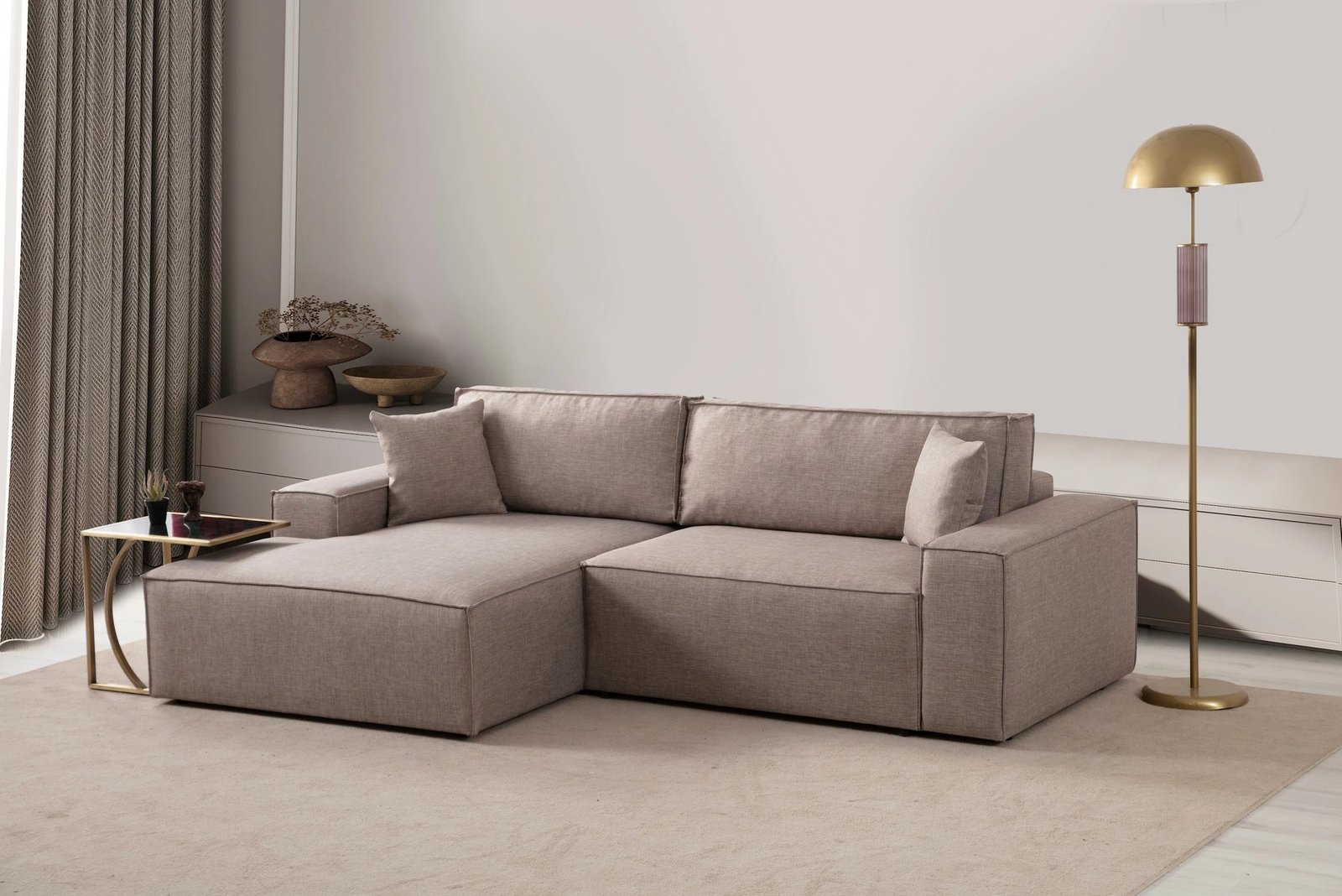 Kënd-sofë krevati Atelier del Sofa, Pırlo kënd majtas, kafe