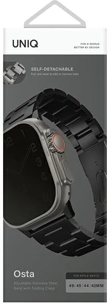 Rrip çeliku për Apple Watch UNIQ Osta, 42/44/45/49mm, i zi