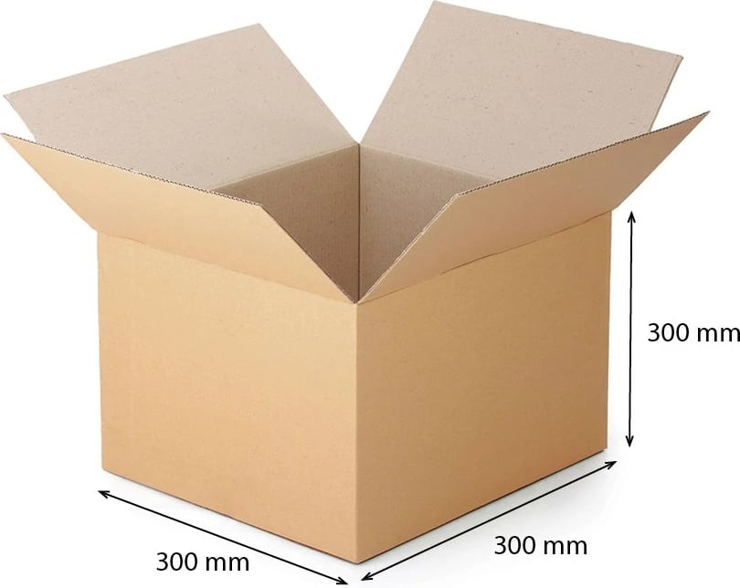 Kuti kartoni me fletë, CARERO, 300x300x300 mm, tri-shtresor, 390 g/m2, kafe