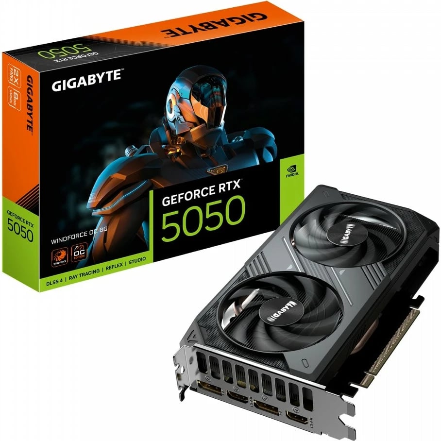 Kartelë grafike Gigabyte GeForce RTX 5050 WINDFORCE OC 8G, 8 GB GDDR6, PCI-E 5.0, e zezë