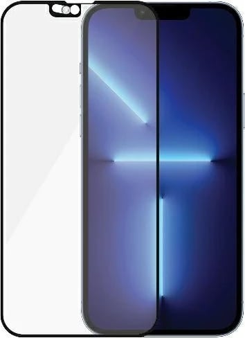 Xham mbrojtës PanzerGlass E2E Microfracture me mbulesë kamere dhe kristal Swarovski për iPhone 13 Pro Max, Kornizë e zezë