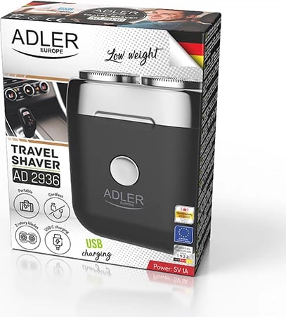 Makinë rroje, Adler, AD 2936, dy koka, USB-C, pa kabllo, 250mAh, e zezë