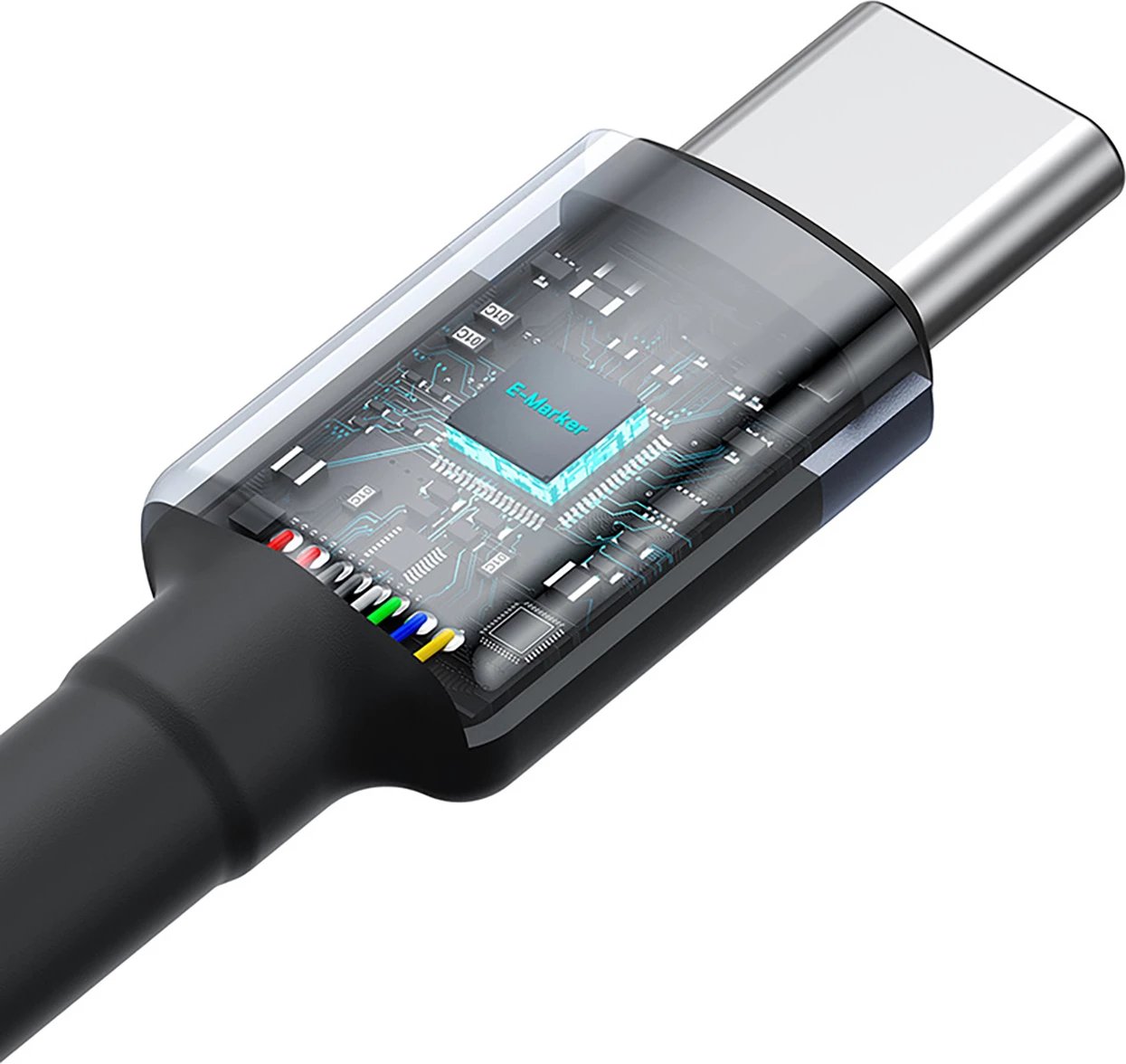 Kabllo USB-C Baseus Cafule, 2m, 100W, set prej 2 copë, zi-kuqe dhe zi-gri