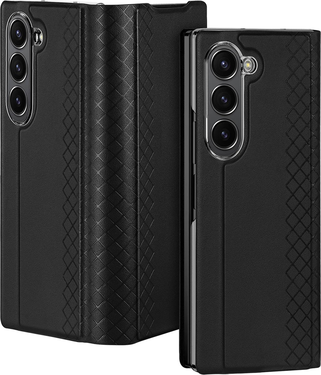 Mbështjellës Dux Ducis Brill për Samsung Galaxy Z Fold 6, me kapëse magnetike, xhep për kartë, eko-lëkurë, i zi