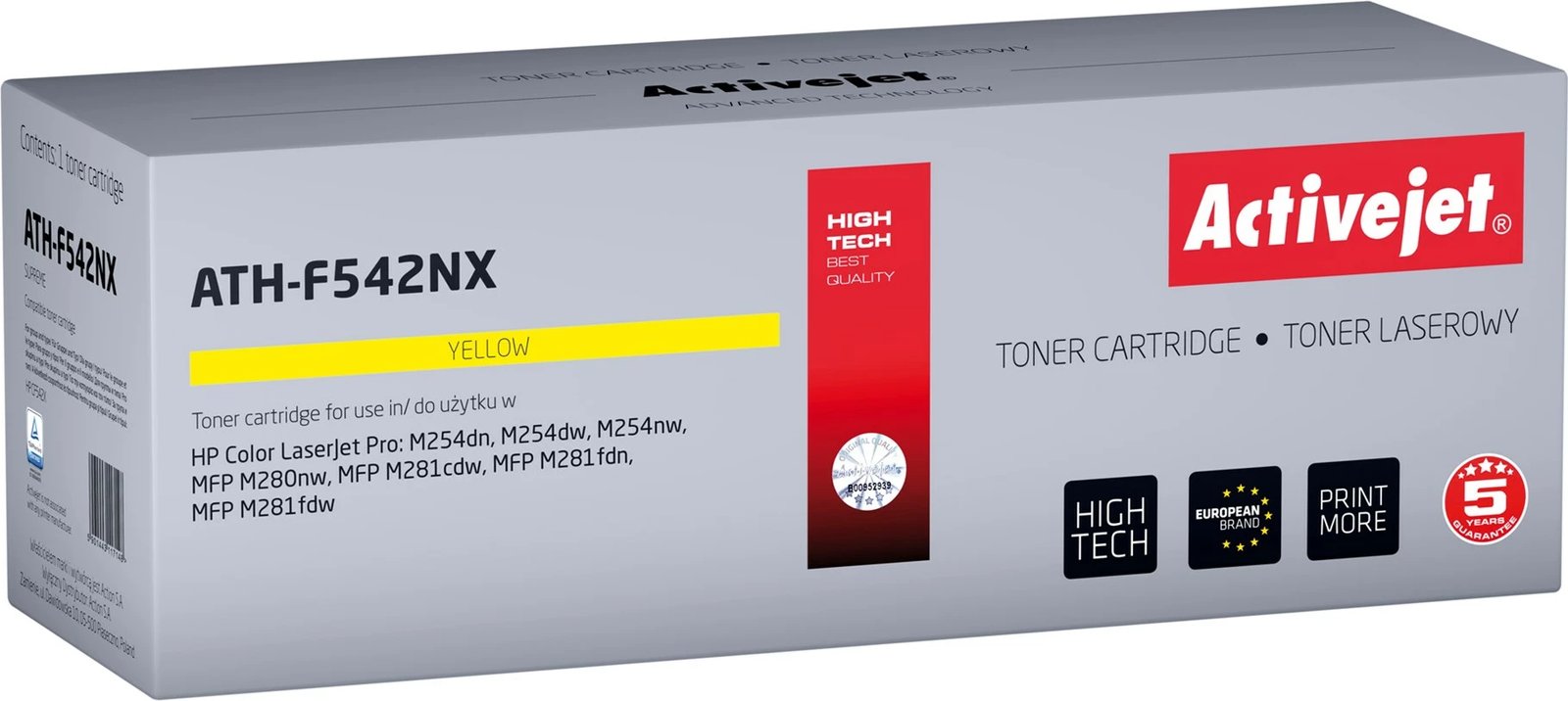 Toner zëvendësues Activejet ATH-F542NX për printerët HP, 2500 faqe, i verdhë