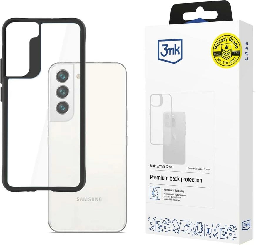 Mbështjellës 3mk Protection SatinArmor+ për Samsung Galaxy S22, Transparent/zi