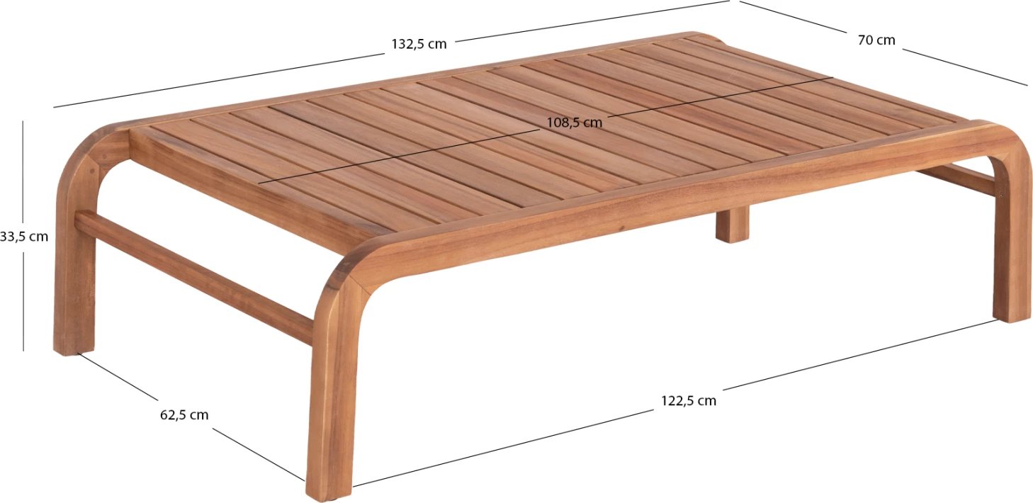 Tavolinë kafeje për jashtë, dru akacie, OASIS CD6227, 132x70x33cm