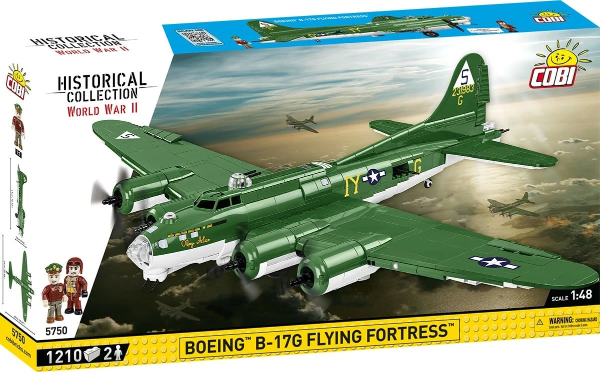Set blloqesh ndërtimi Cobi Klocki Boeing B-17G Flying Fortress, 1210 pjesë, 2 figurina, Jeshile
