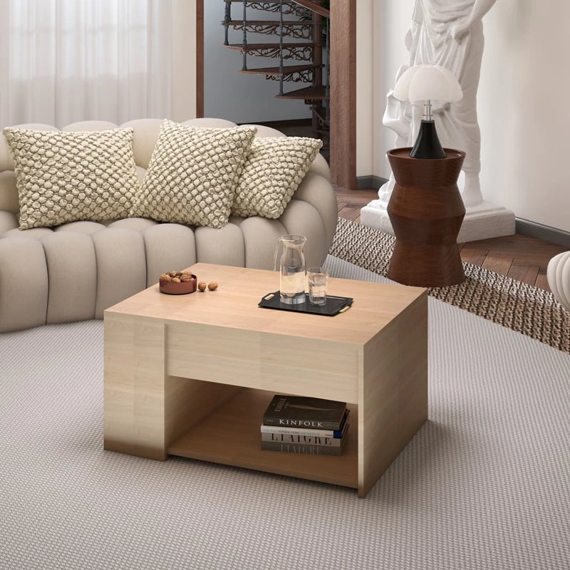 Tavolinë kafeje Aravis, shumëfunksionale, ngjyrë natyrale, 80x60x42cm