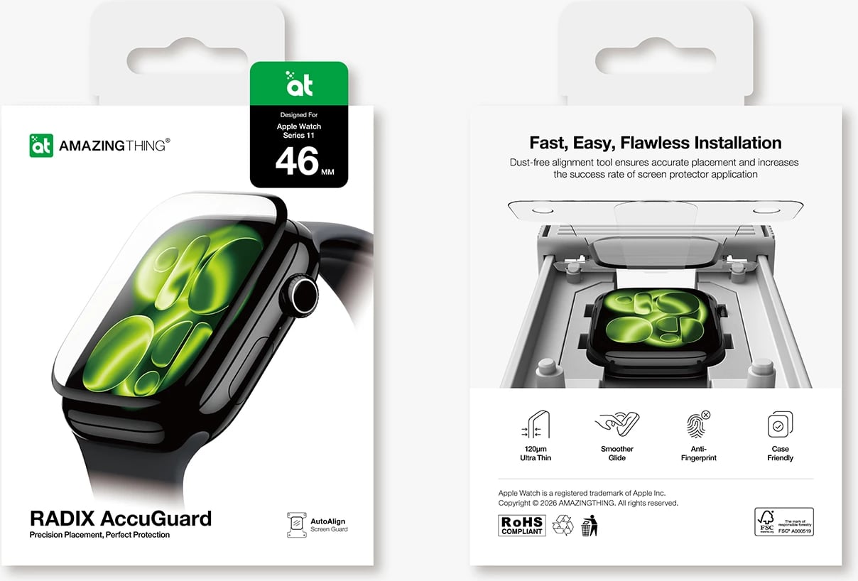 folie mbrojtëse ekranit, AmazingThing, Radix, Apple Watch Series 11 46 mm, transparente