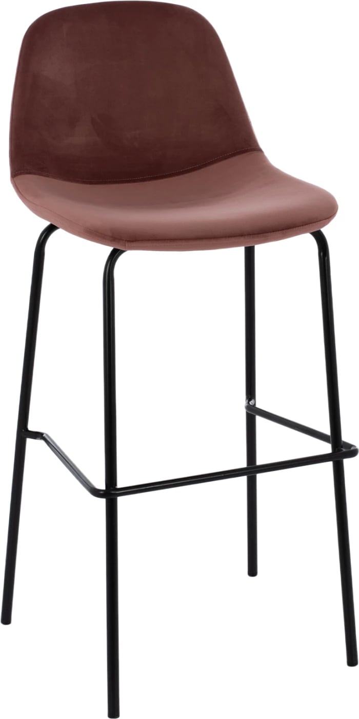 Karrige për bar Vincent, kadife ngjyrë rozë e pluhurosur dhe kornizë metali, FH8579.12, 56.5x47x106 cm, set prej 4 copash