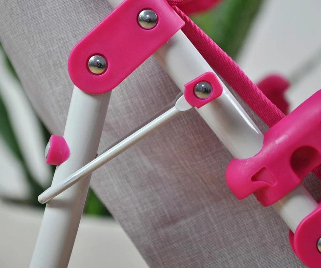 karrocë kukullash, Milly Mally, Kate Prestige, për kukulla deri 50 cm, palosëse me kupolë dhe tabaka ushqimi, rrota të përparme rrotulluese, rozë