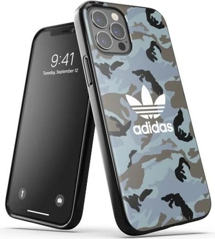 Mbështjellës Adidas OR SnapCase Camo për iPhone 12/12 Pro, blu/zi