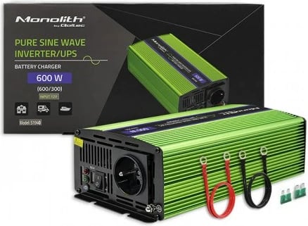 Invertor Qoltec Monolith 51940, 600 W, 12V në 230V, Auto, Gjelbër Invertor Qoltec Monolith 51940, 600 W, 12V në 230V, Auto, Gjelbër