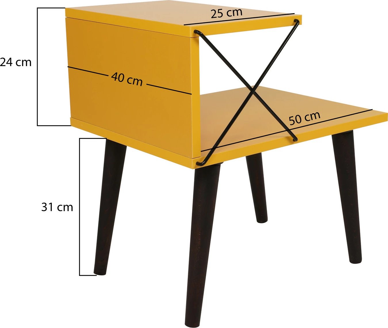 Komodinë anës krevati Hanah Home, Cross, e verdhë