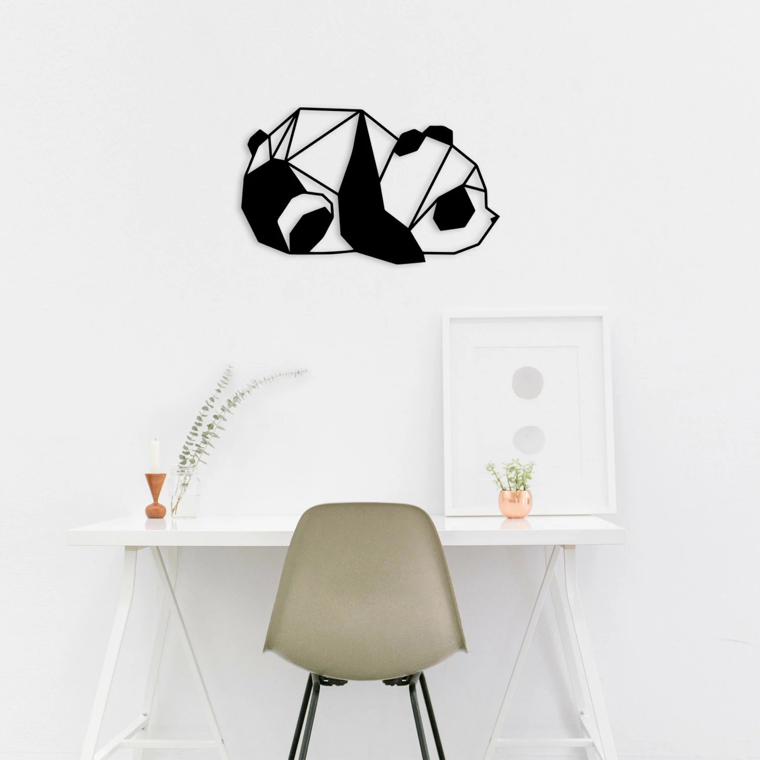 Aksesor dekorativ metalik për mur, panda, Wallity, ngjyrë e zezë, 52x31cm