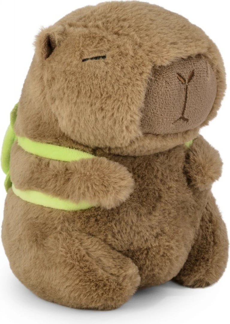 Lodër pelushi kapibara Daffi M-639 me çantë breshkë, 21 cm, kafe/jeshile