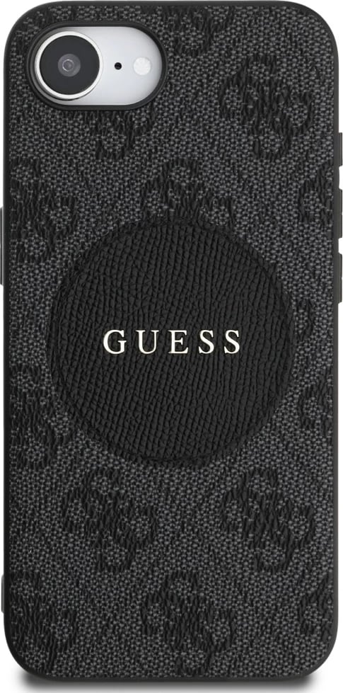 Mbështjellës Guess 4G Circle Classic Logo MagSafe për iPhone 16e, i zi
