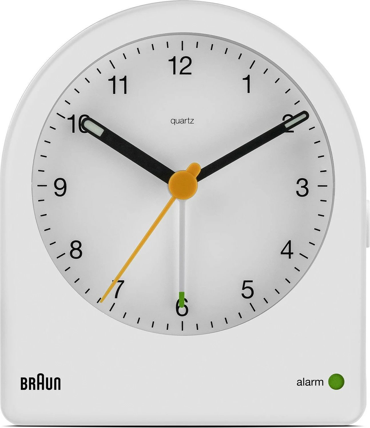 Orë alarmi Braun BC22, quartz, 12h, buzzer, bardhë/verdhe Orë alarmi Braun BC22, quartz, 12h, buzzer, bardhë/verdhe