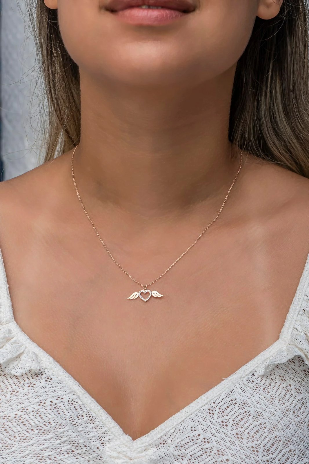 Varëse argjendi me zemër dhe krahë, ngjyrë rozë ari dhe e bardhë, Jumeon, NRZ998657