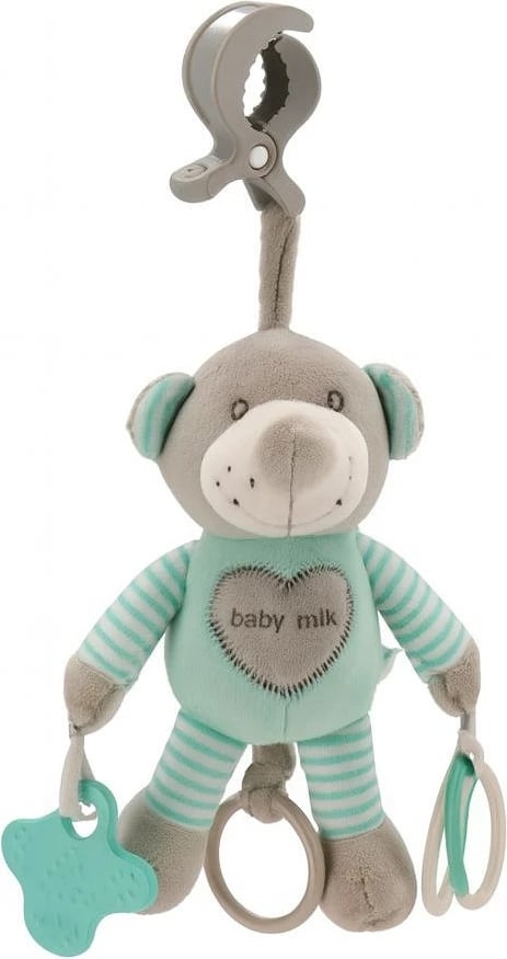 Lodër pelushi me vibrim, Baby Mix, ari, 22 cm, me kapëse varëse, jeshile mentë