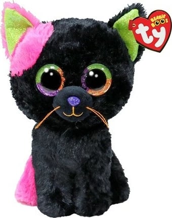 Lodër pelushi mace, TY Beanie Boos Black Licorice 37350, 15 cm, e zezë/jeshile/rozë Lodër pelushi mace, TY Beanie Boos Black Licorice 37350, 15 cm, e zezë/jeshile/rozë