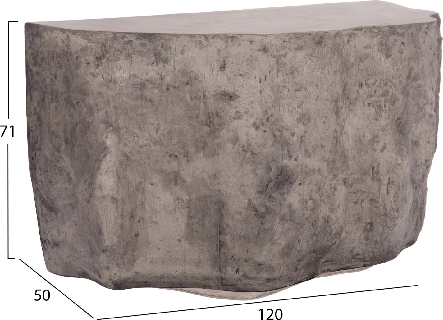 Konsolë INTERON, formë shkëmbi, fibër-cement, ngjyrë gri, 120x50x71cm