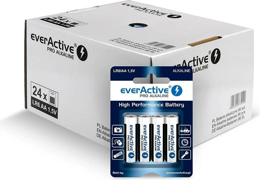 Bateri alkaline AA everActive PRO, LR6/AA, 96 copë (display)