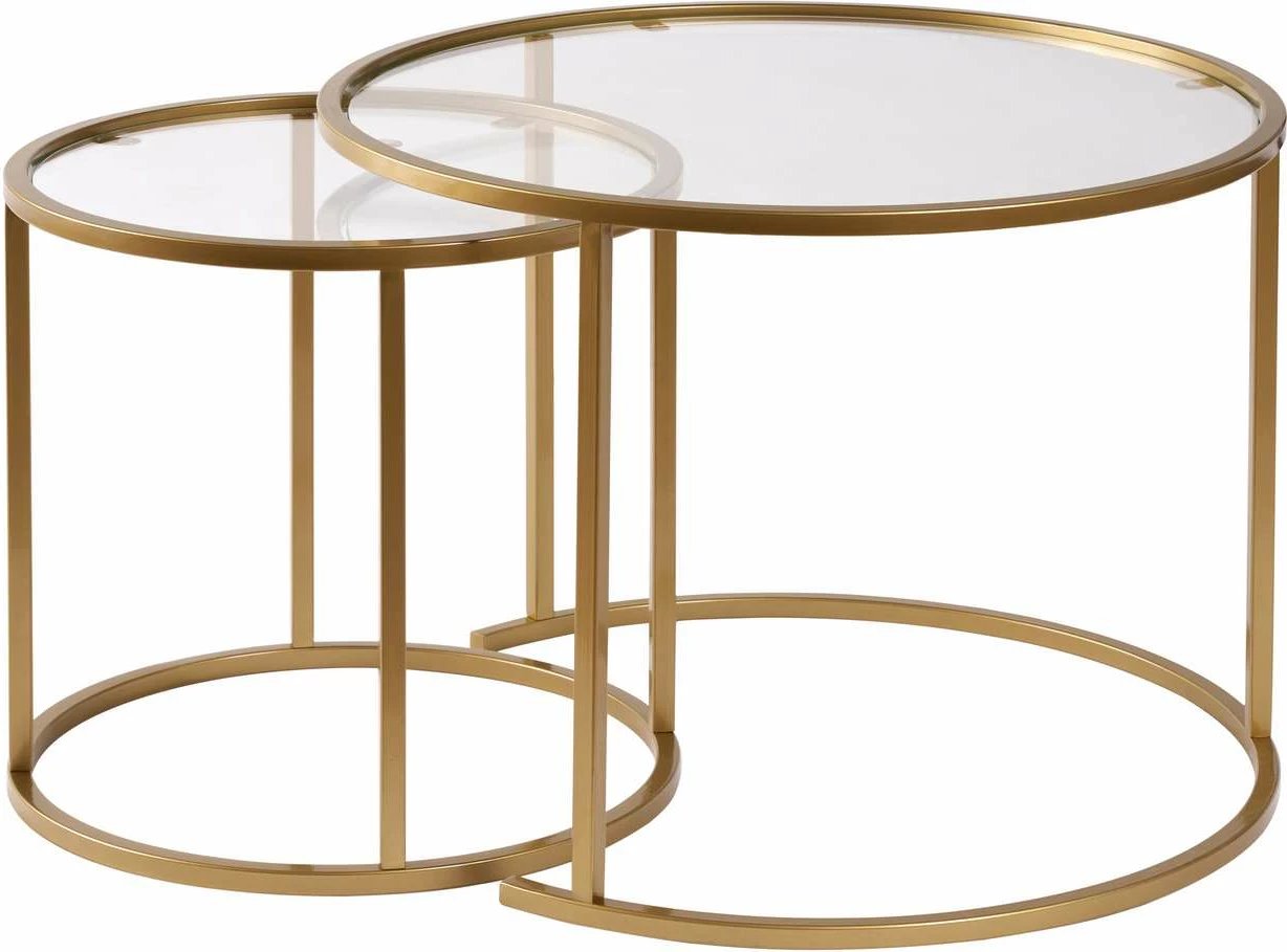 Set tavolinash kafeje Nordure, Aurum - 60, 42 - ngjyrë ari, xham transparent