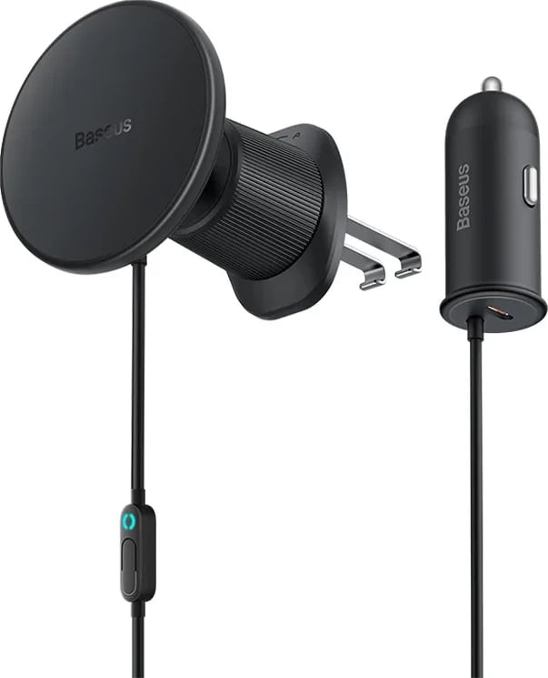 Mbajtës magnetik për celular Baseus CW01 me karikues USB-C 15W + 25W, i zi