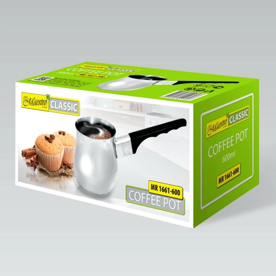 Xhezve kafe turke Feel-Maestro MR-1661-6 600 ml, e zezë/argjendtë