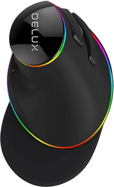 Maus vertikal Delux M618Plus, me kabllo, RGB, i zi/blu