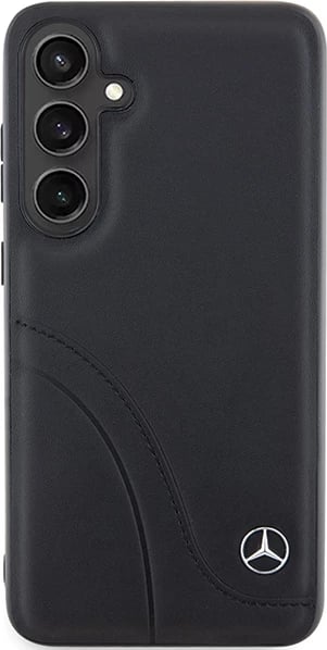 Mbështjellës Mercedes Leather Curved Stitches për Samsung Galaxy S24+, e zezë
