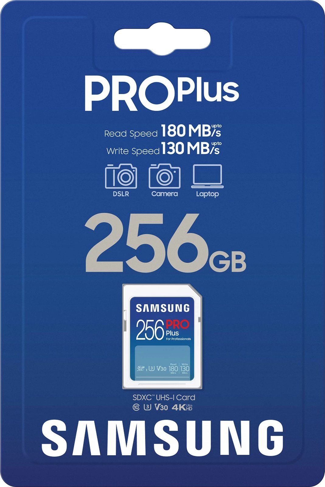 SD kartelë Samsung PRO Plus 256GB, SDXC, Class 10, UHS-I, 180MB/s, 130MB/s