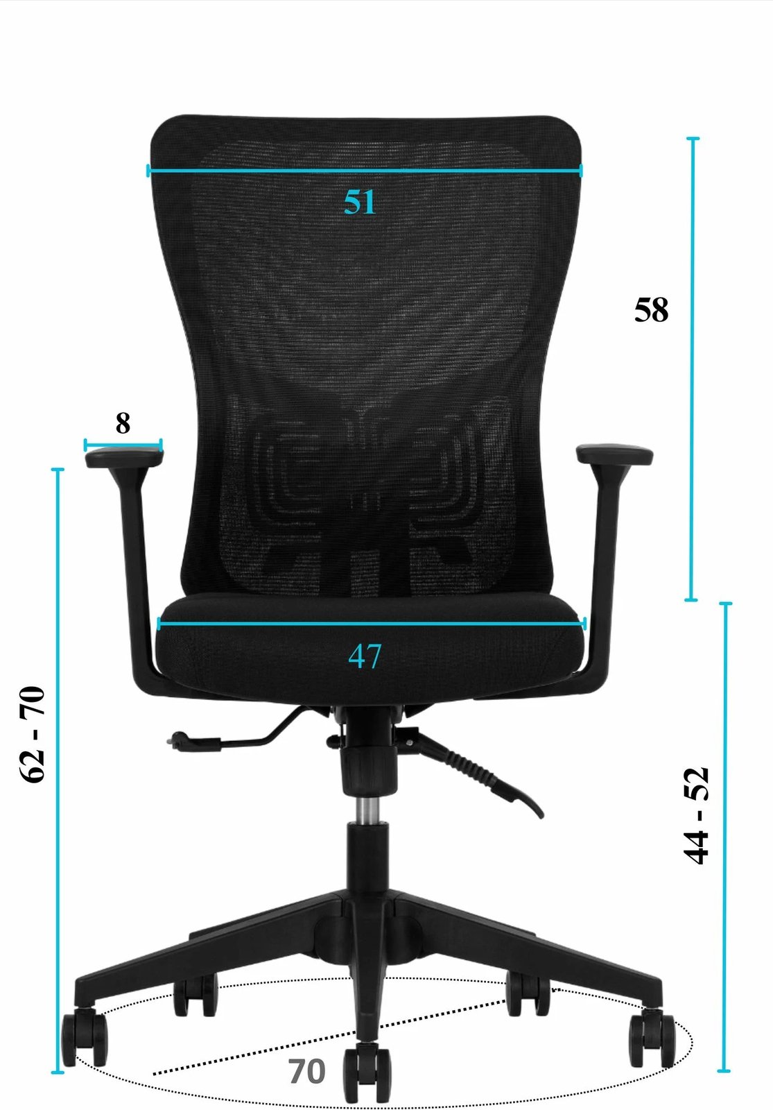 Karrige zyre ergonomike, ngjyrë e zezë, Skye Decor, 108 cm