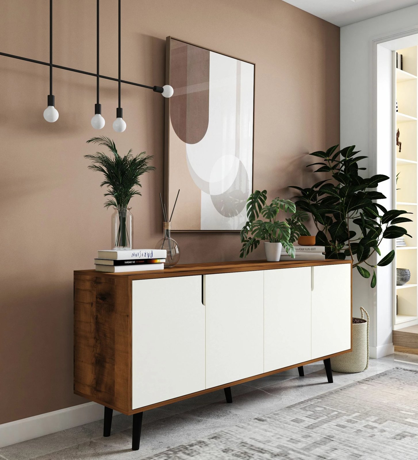 Konsolë moderne Latina, ngjyrë arre dhe e bardhë, Skye Decor, 180cm