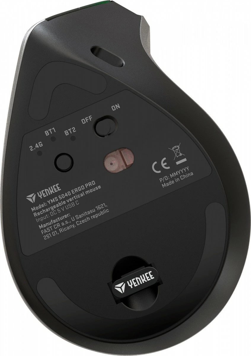 Maus vertikal pa tela YENKEE ERGO PRO YMS 5040, Bluetooth/2.4GHz, i zi