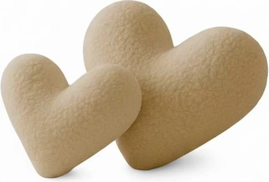 Jastëk dekorativ zemër, teddy, ngjyrë bezhë e çelët, Evila Originals