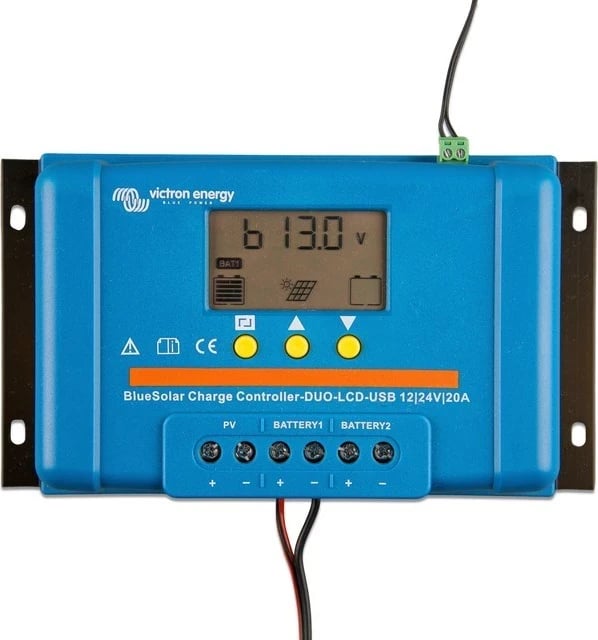 Kontrollues i ngarkimit Victron Energy PWM Duo LCD&USB 12/24V-20A, blu