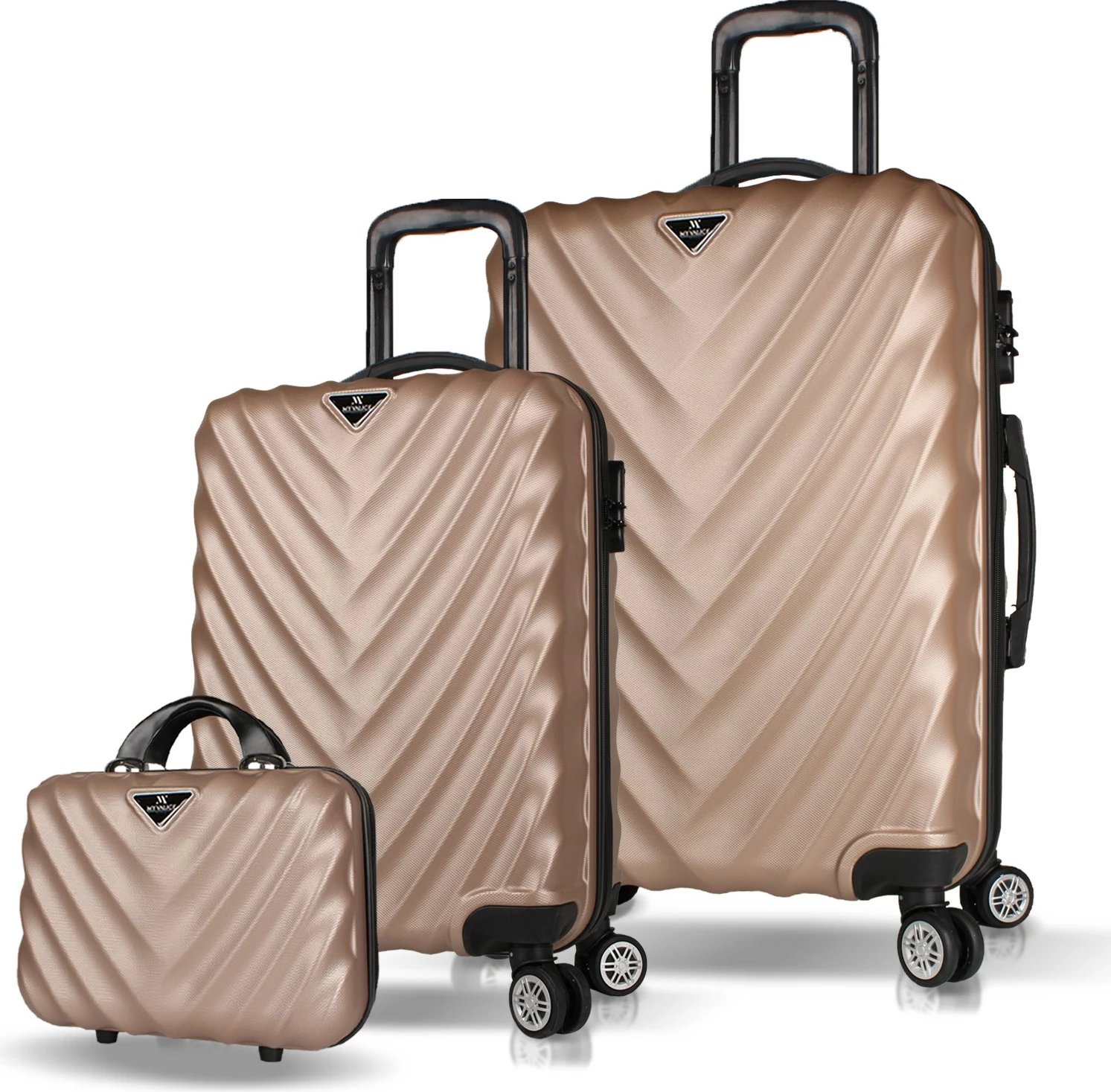 Set valixhesh (3 copë), ngjyrë ari, Zoozie Bags, 7477