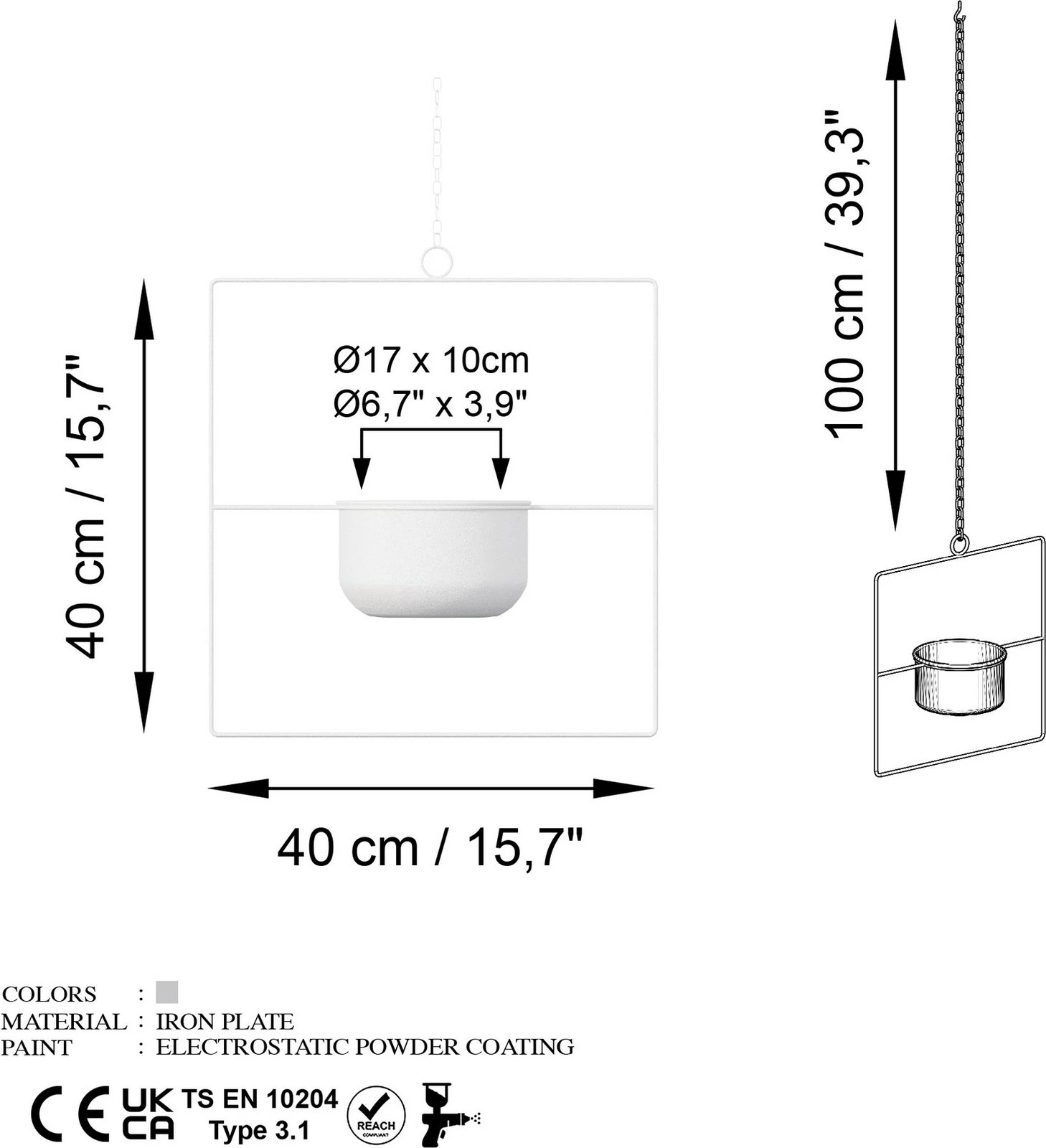 Vazo dekorative varëse, dizajn Aberto, ngjyrë e bardhë