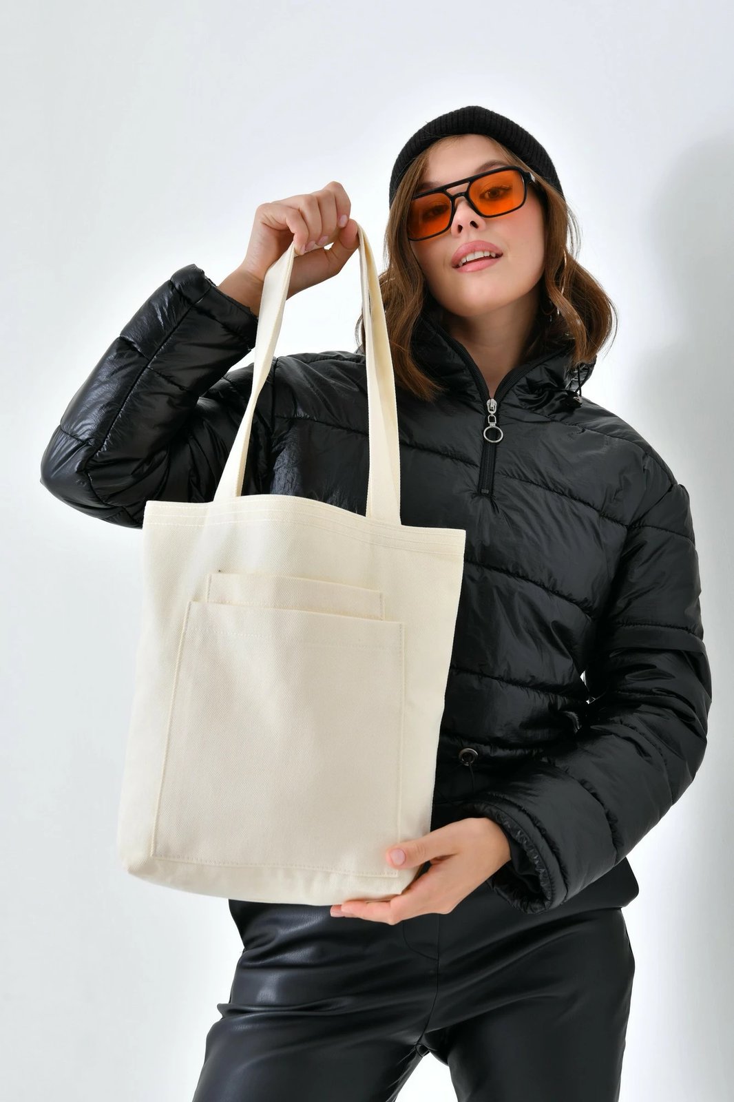 Tote bag gabardinë, ngjyrë ecru, Zoozie Bags, 2119