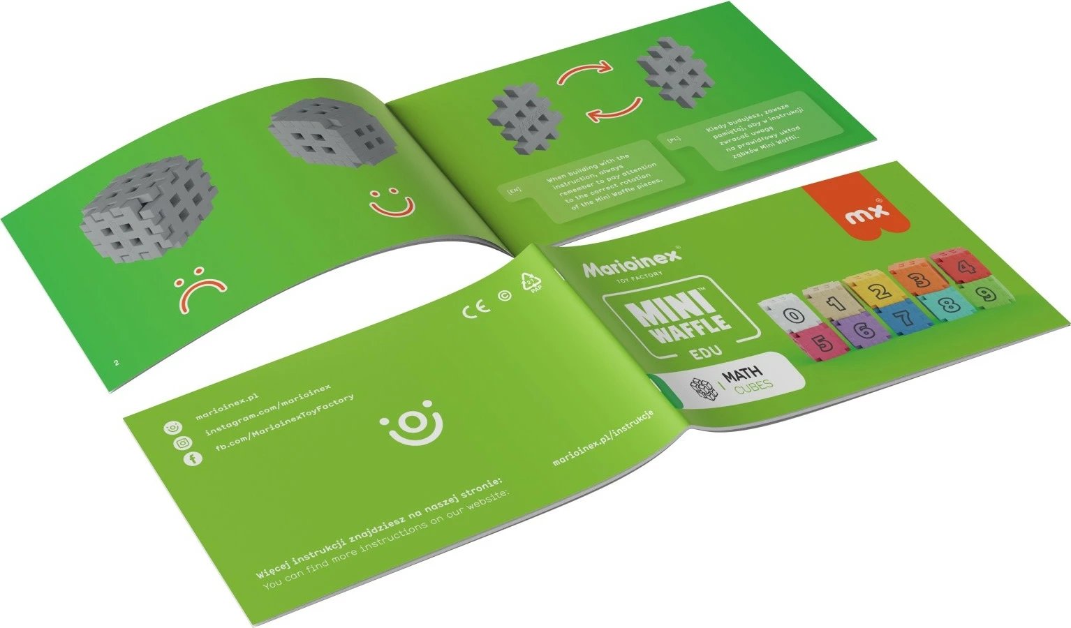 Blloqe ndërtimi edukative Marioinex Mini Waffle Edu, 60 pjesë, shumëngjyrëshe