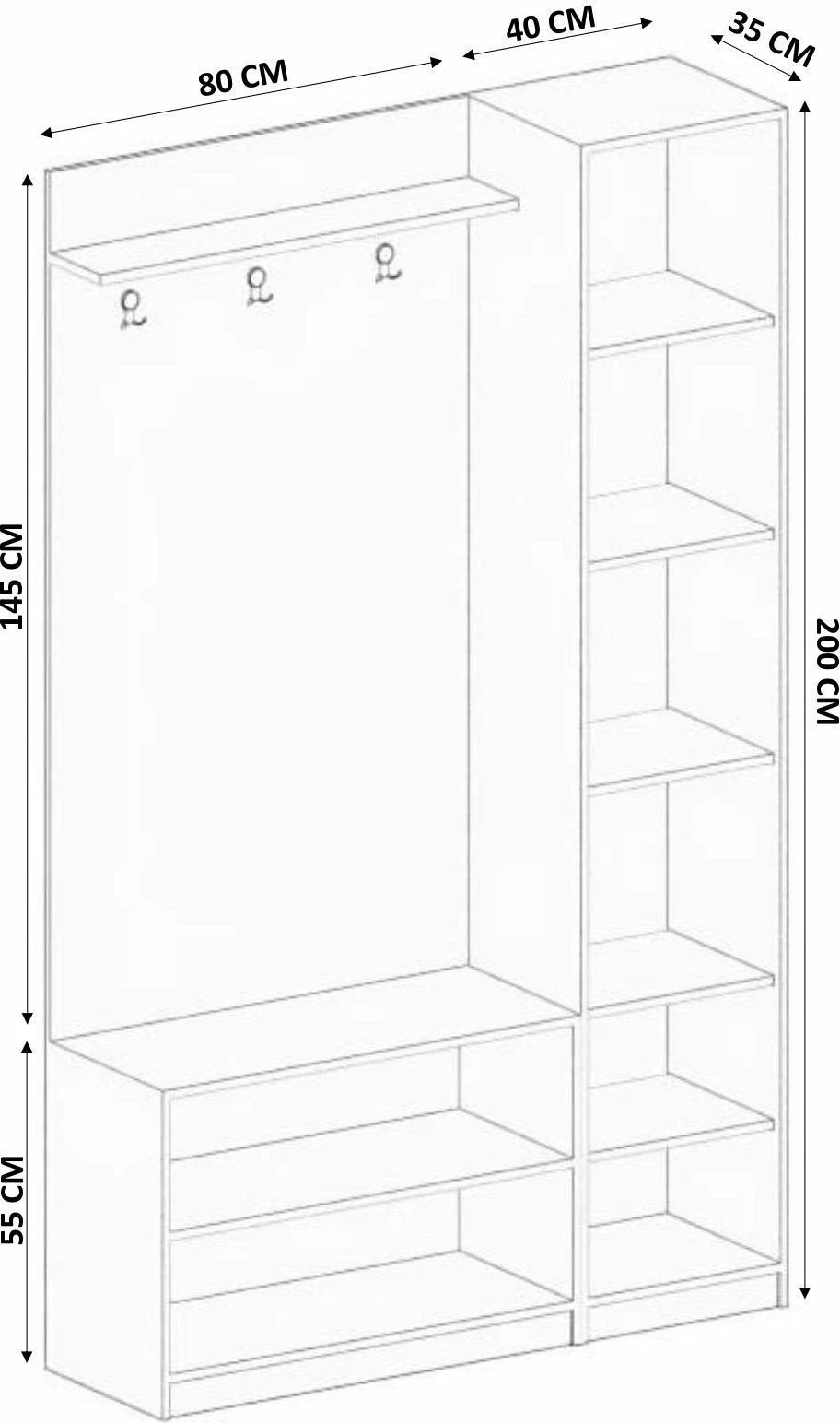 Stendë korridori, ngjyrë e bardhë mat, Skye Decor, RB-044
